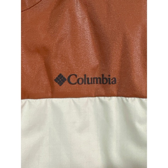 Columbia Women's Insulated Long Puffer Coat Hooded Cream Brown Omni-Tech - Picture 6 of 15